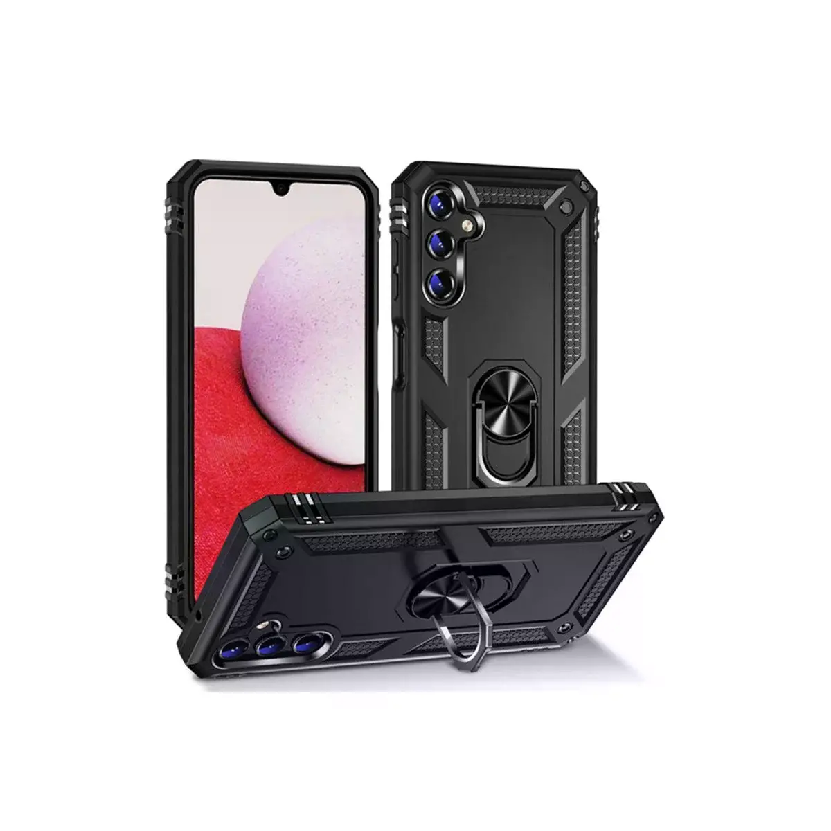 Samsung Galaxy A04s Kılıf Sofya Yüzüklü Silikon Kapak - Siyah