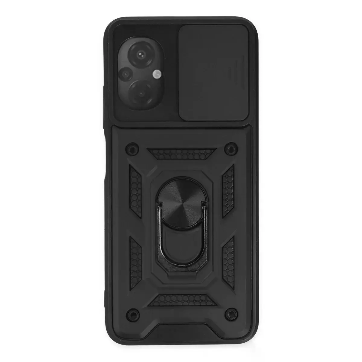 Xiaomi Poco M5 Kılıf Pars Lens Yüzüklü Silikon - Siyah