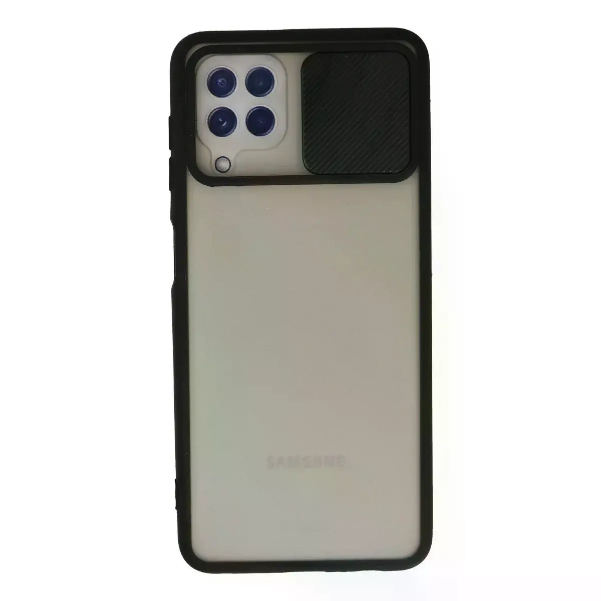 Samsung Galaxy A22 Kılıf Palm Buzlu Kamera Sürgülü Silikon - Siyah