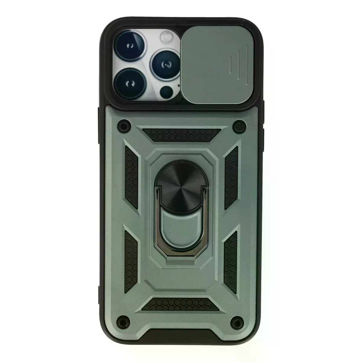 İphone 13 Pro Kılıf Pars Lens Yüzüklü Silikon - Yeşil