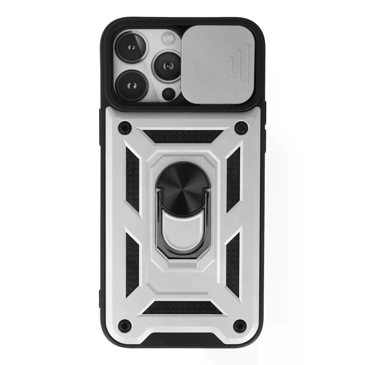 İphone 13 Pro Kılıf Pars Lens Yüzüklü Silikon - Gümüş