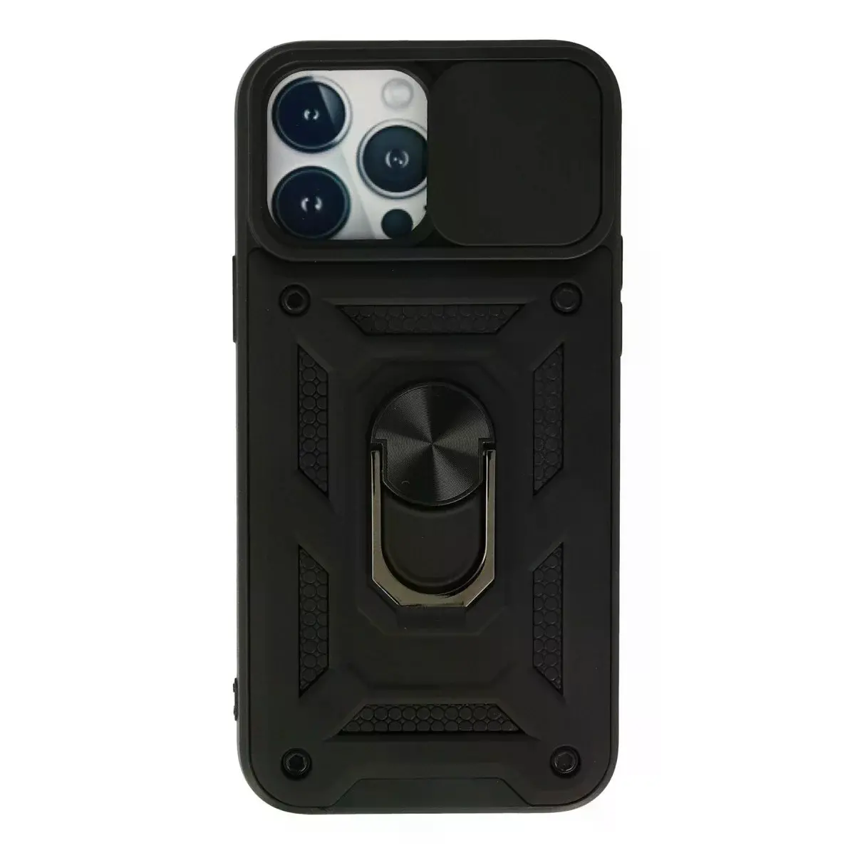 İphone 13 Pro Max Kılıf Pars Lens Yüzüklü Silikon - Siyah