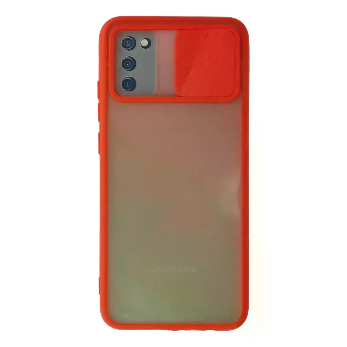 Samsung Galaxy A03s Kılıf Palm Buzlu Kamera Sürgülü Silikon - Kırmızı