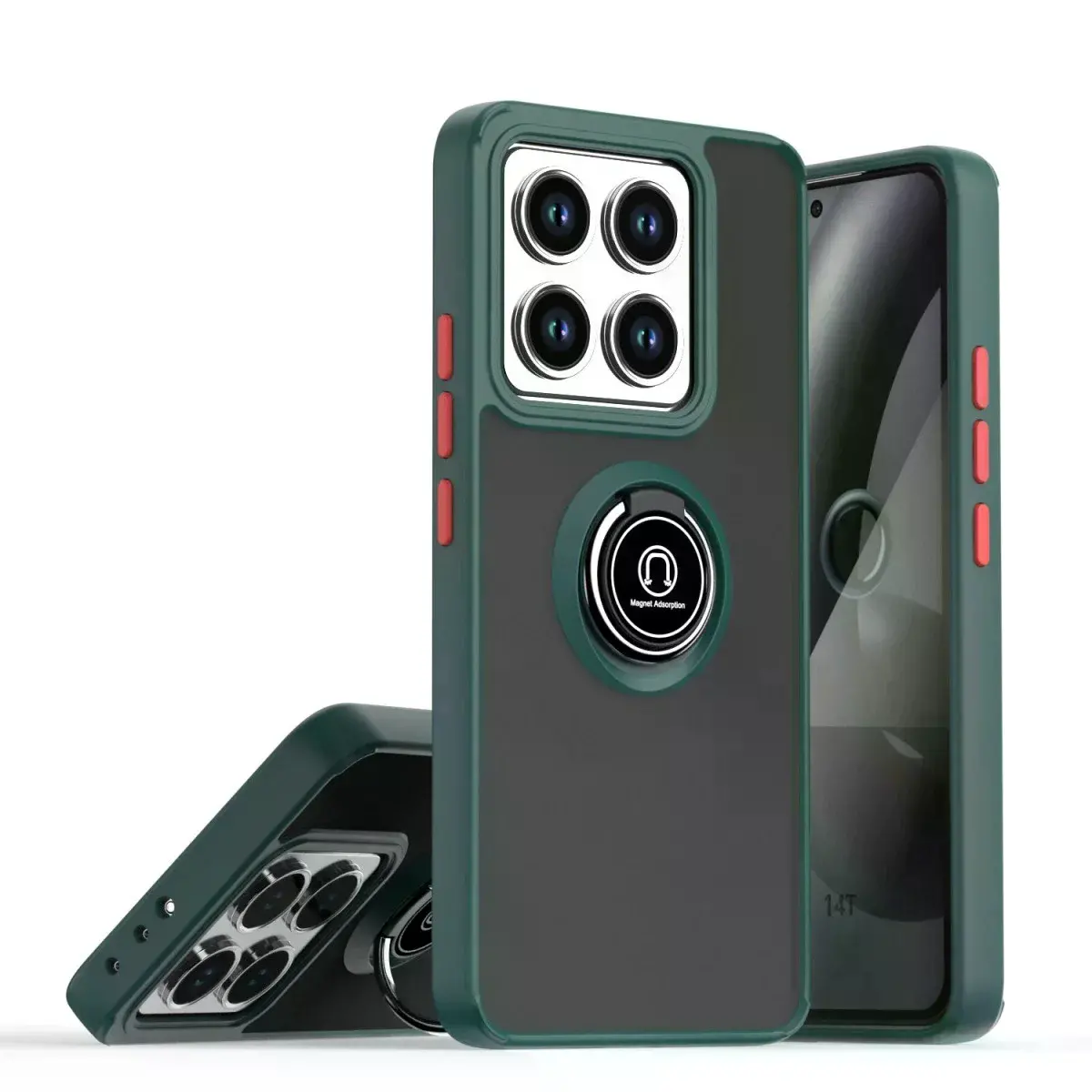Xiaomi Mi 14t Pro Kılıf Montreal Yüzüklü Silikon Kapak - Yeşil