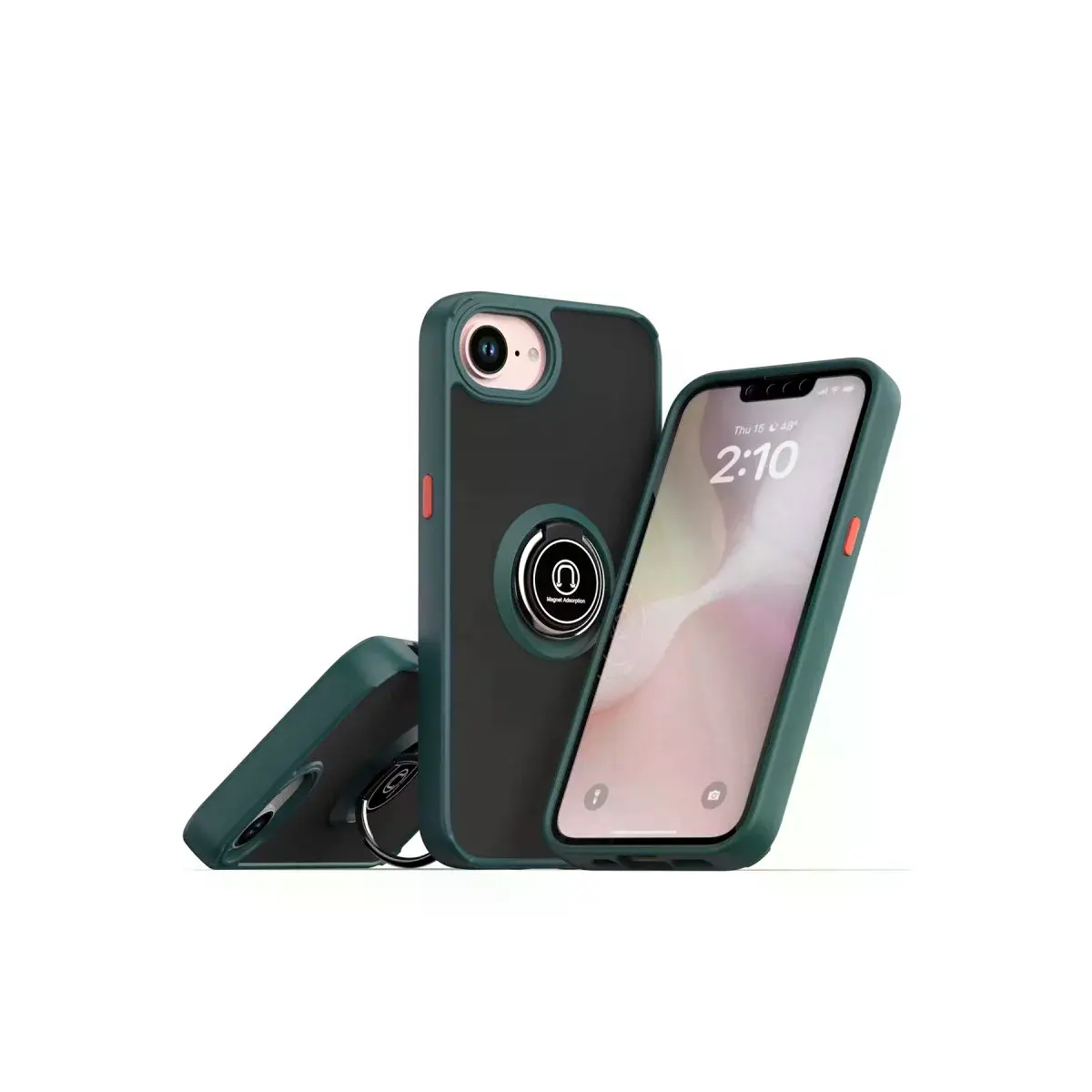 İphone 16e Kılıf Montreal Yüzüklü Silikon Kapak - Yeşil
