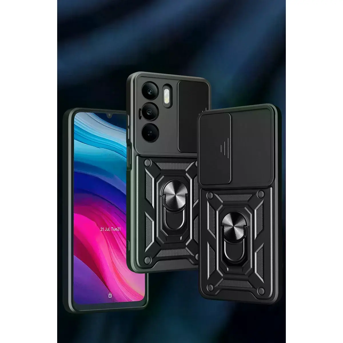 Realme C75 4g Kılıf Pars Lens Yüzüklü Silikon - Kırmızı