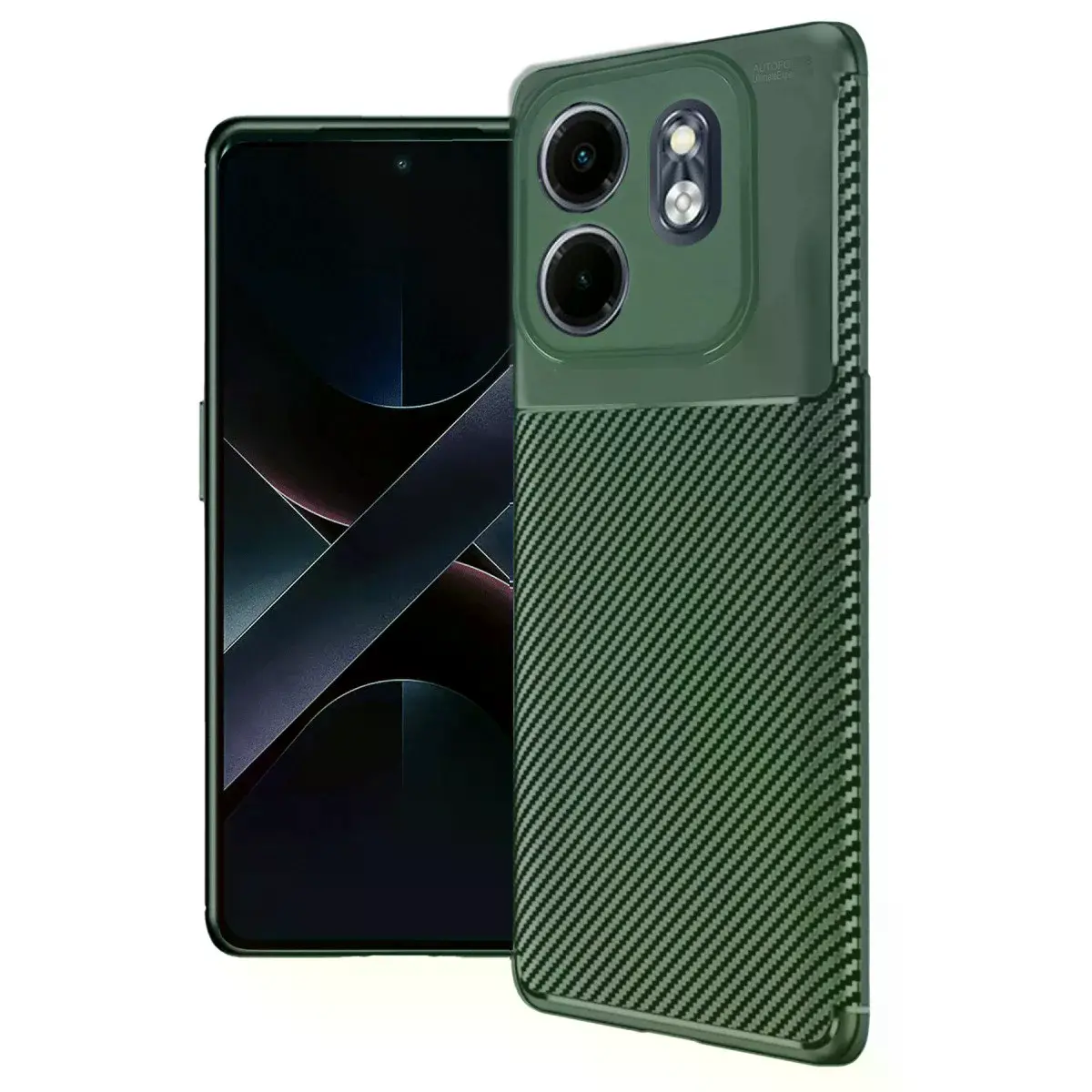 İnfinix Hot 50i 4g Kılıf Auto Focus Karbon Kapak - Koyu Yeşil