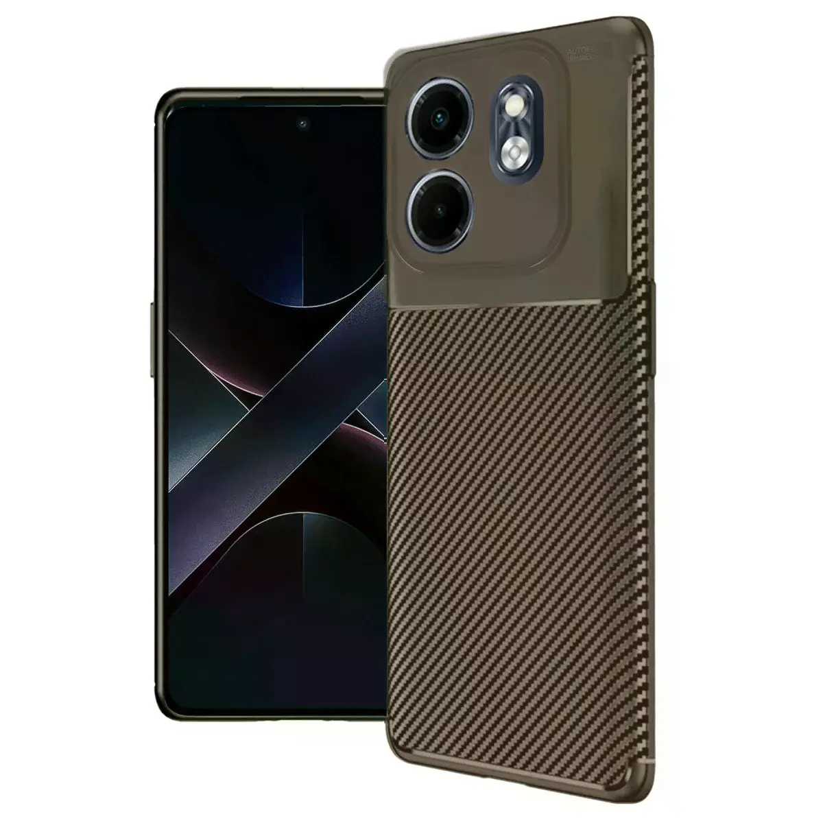 İnfinix Hot 50i 4g Kılıf Auto Focus Karbon Kapak - Kahverengi