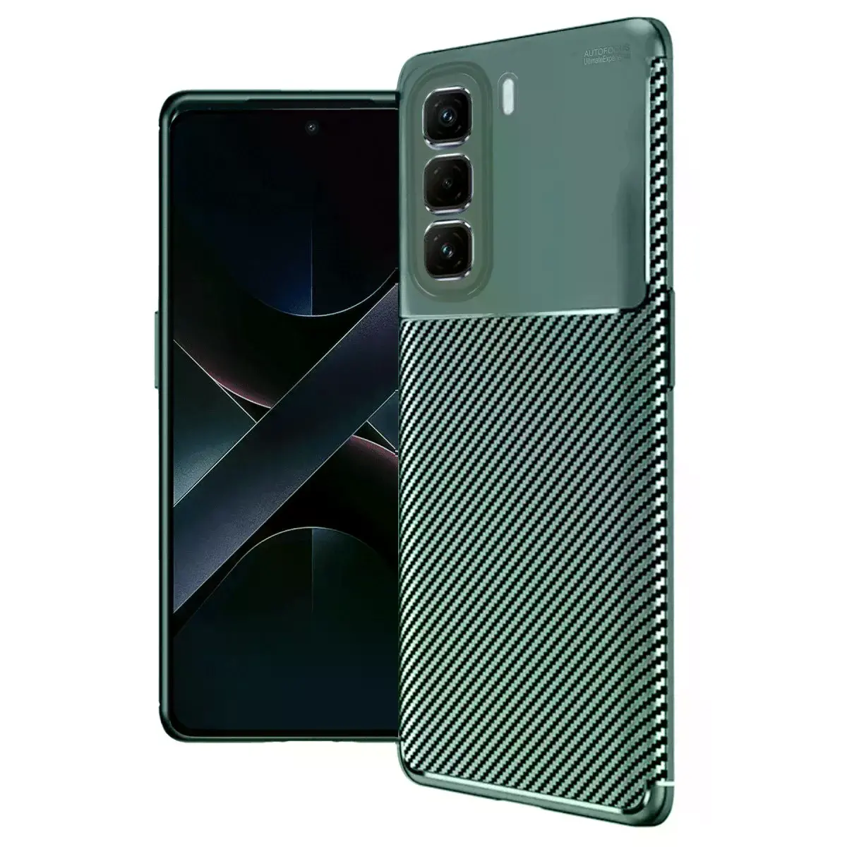 İnfinix Hot 50 4g Kılıf Auto Focus Karbon Kapak - Koyu Yeşil