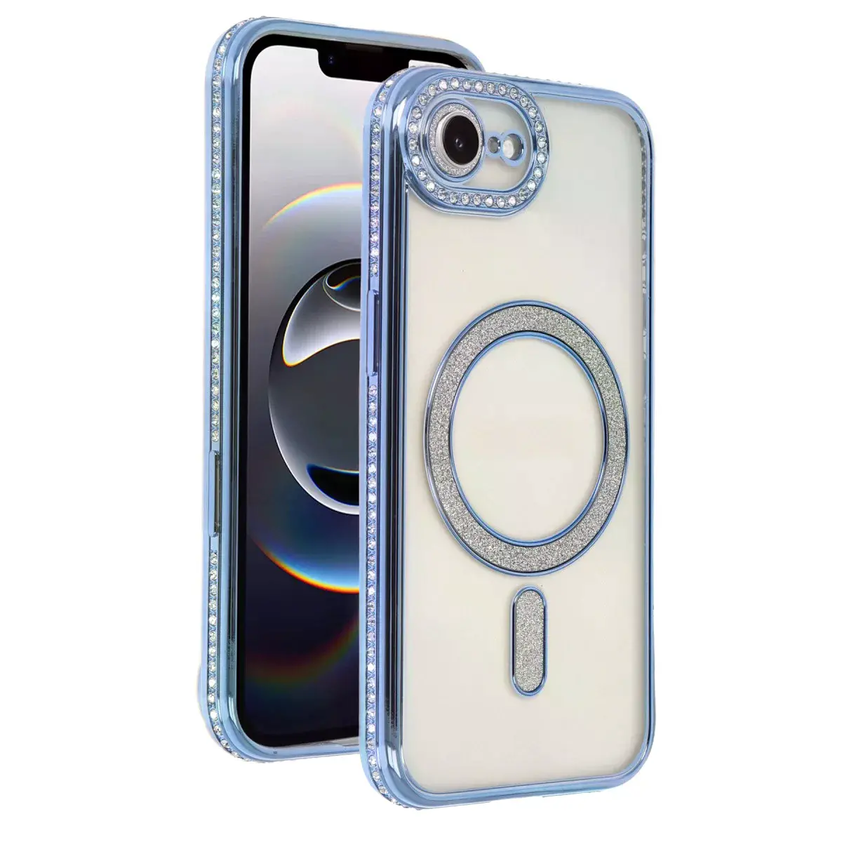 İphone 16e Joke Simli Magneticsafe Kılıf - Mavi