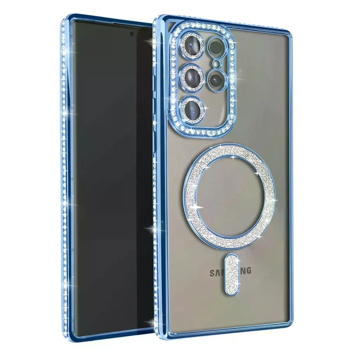 Samsung Galaxy S23 Ultra Joke Simli Magneticsafe Kılıf - Mavi