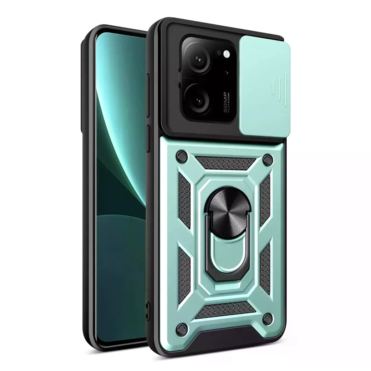 Xiaomi Mi 13t Pro Kılıf Pars Lens Yüzüklü Silikon - Yeşil