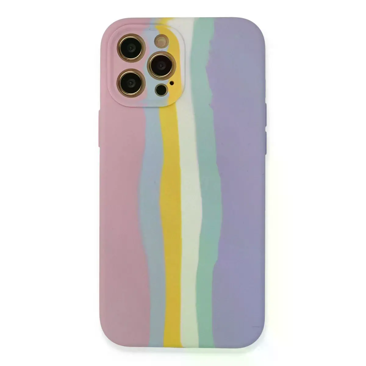 İphone 12 Pro Max Kılıf Ebruli Lansman Silikon - Pembe-lila
