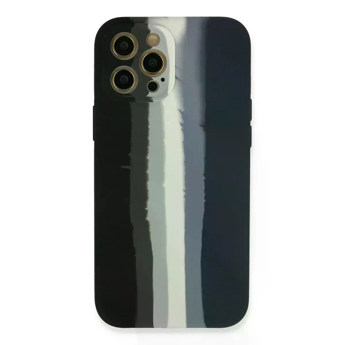 İphone 12 Pro Max Kılıf Ebruli Lansman Silikon - Siyah-lacivert