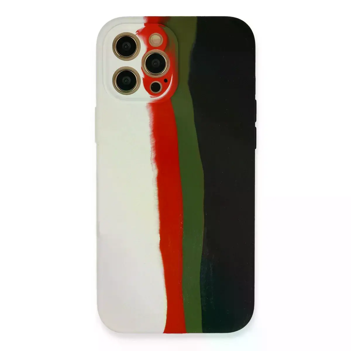 İphone 12 Pro Max Kılıf Ebruli Lansman Silikon - Beyaz-siyah