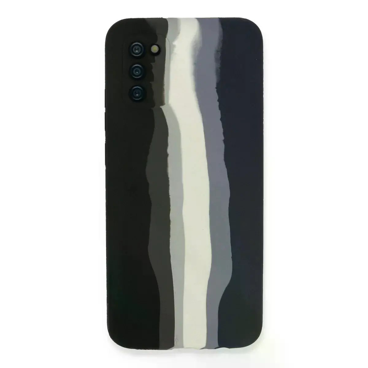 Samsung Galaxy A03s Kılıf Ebruli Lansman Silikon - Siyah-lacivert