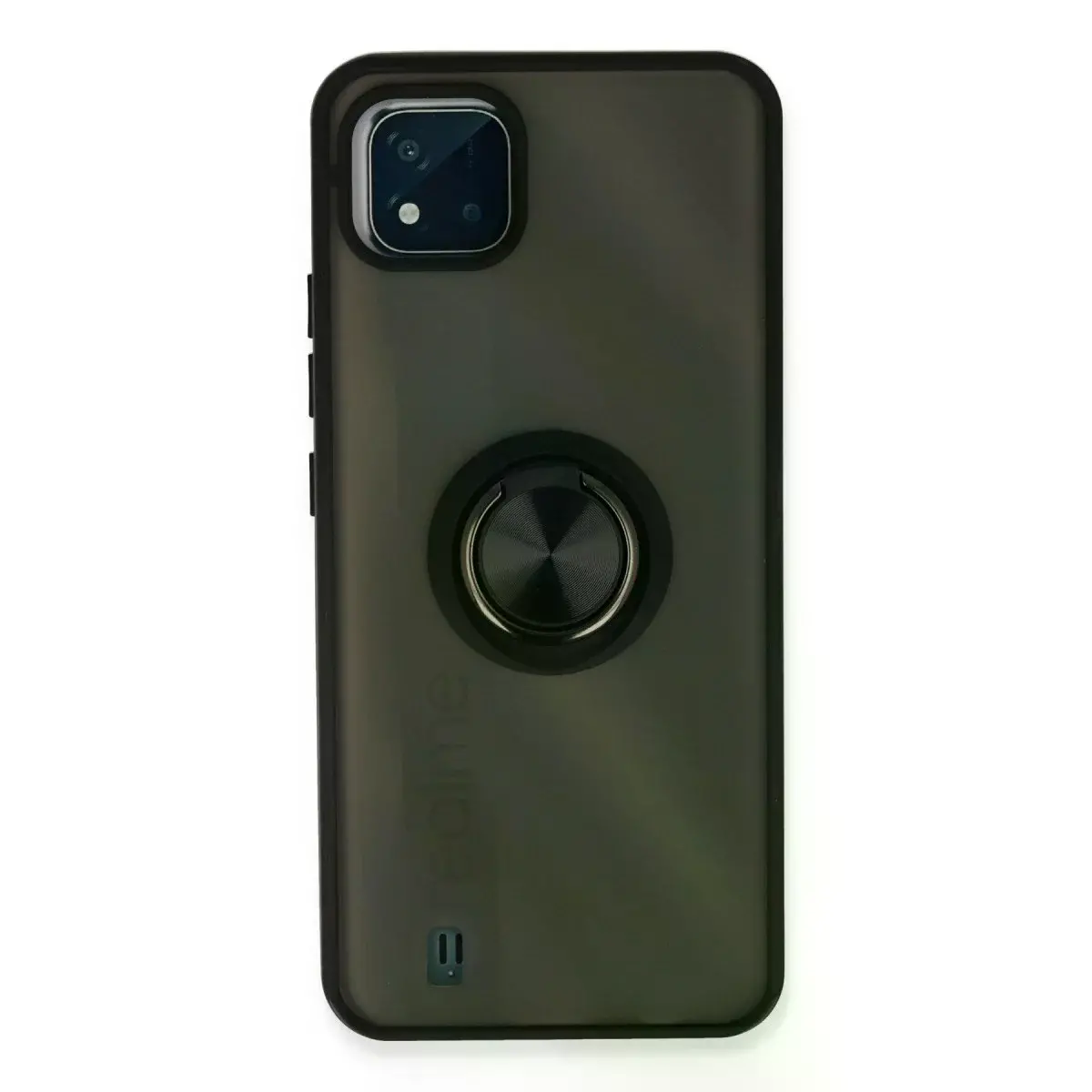 Realme C11 2021 Kılıf Montreal Yüzüklü Silikon Kapak - Siyah