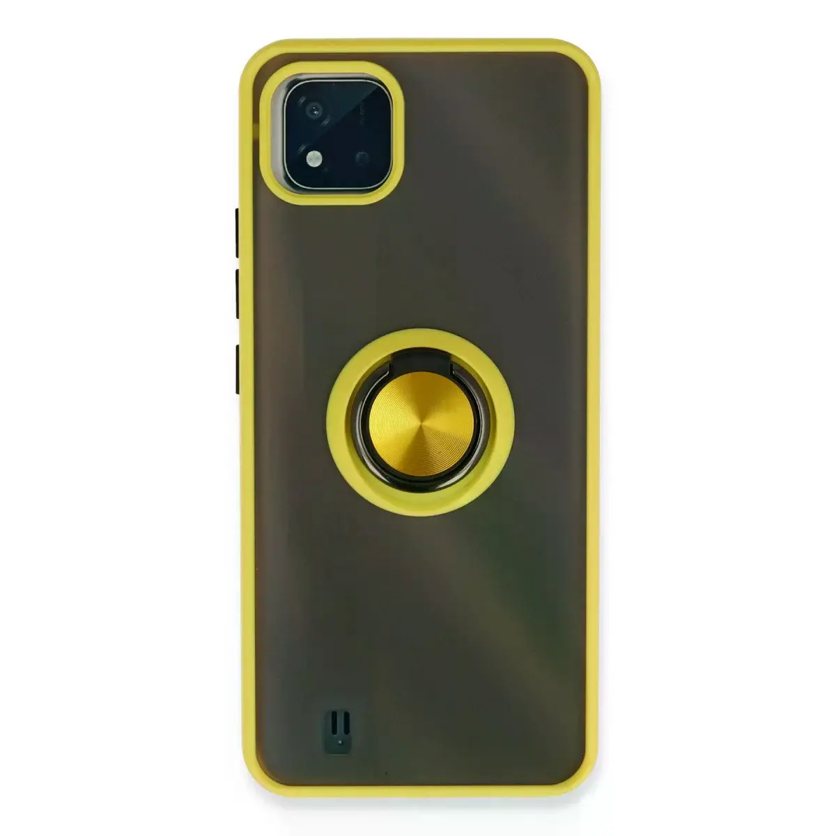 Realme C11 2021 Kılıf Montreal Yüzüklü Silikon Kapak - Sarı