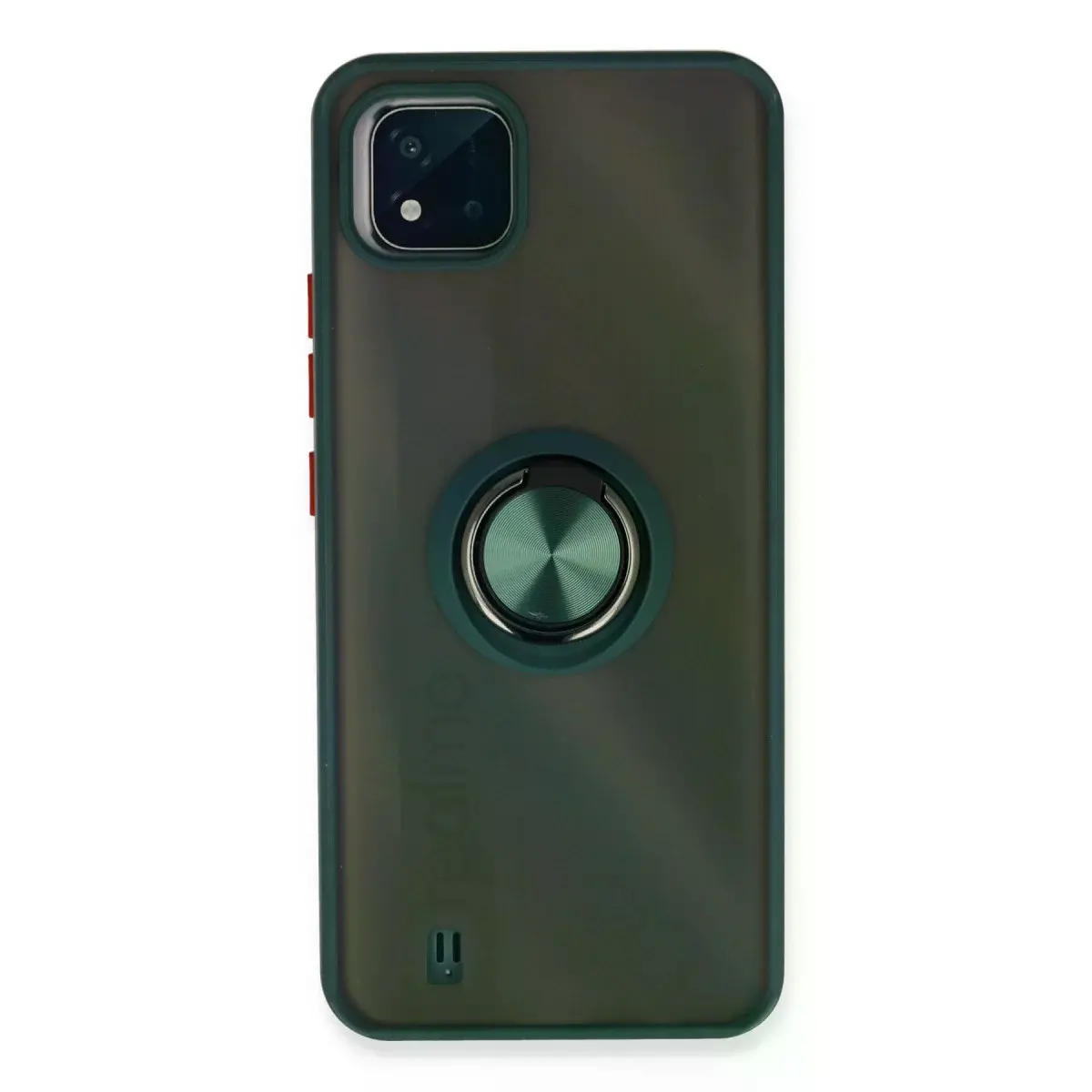 Realme C11 2021 Kılıf Montreal Yüzüklü Silikon Kapak - Yeşil