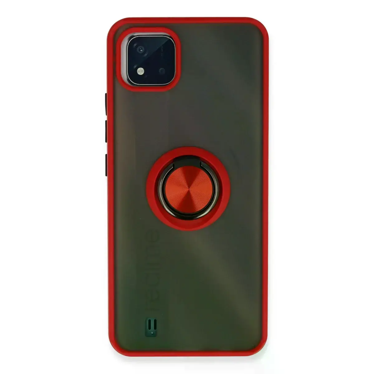 Realme C11 2021 Kılıf Montreal Yüzüklü Silikon Kapak - Kırmızı