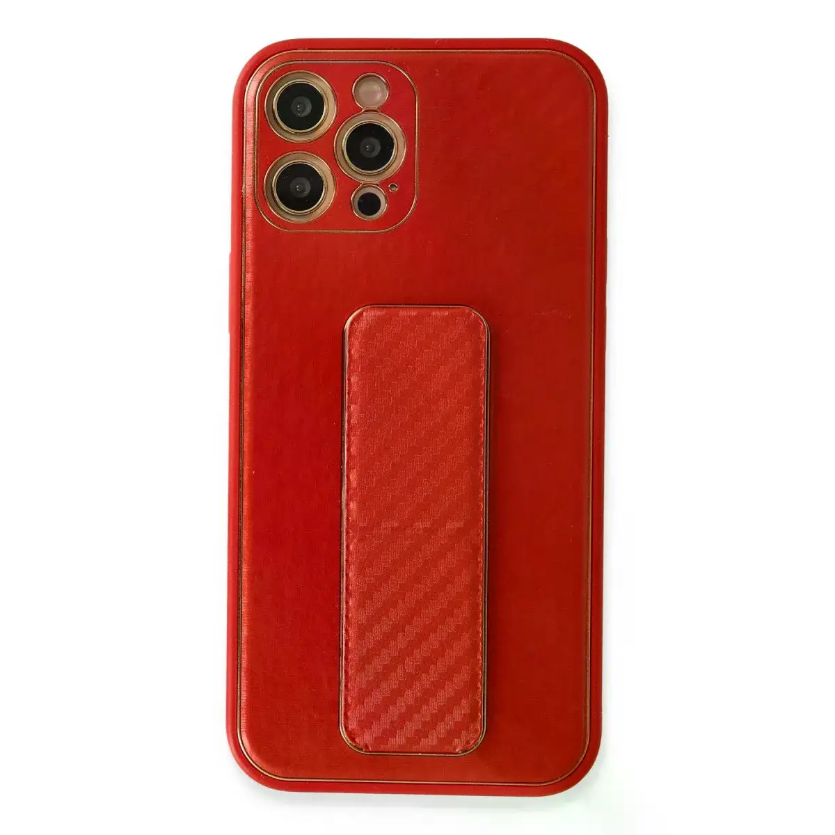 İphone 12 Pro Kılıf Coco Karbon Standlı Kapak - Kırmızı
