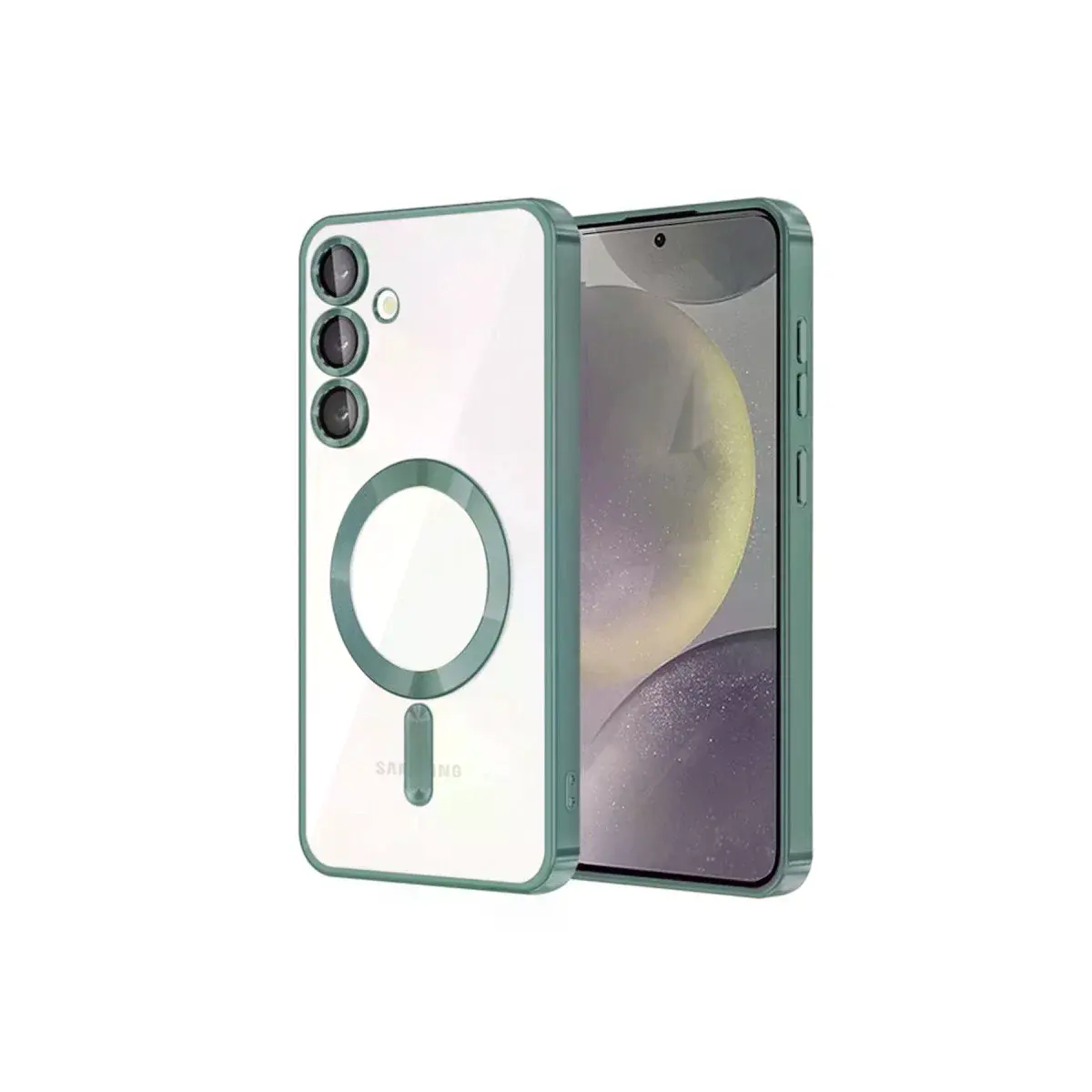 Samsung Galaxy S24 Kılıf Kross Magneticsafe Kapak - Koyu Yeşil