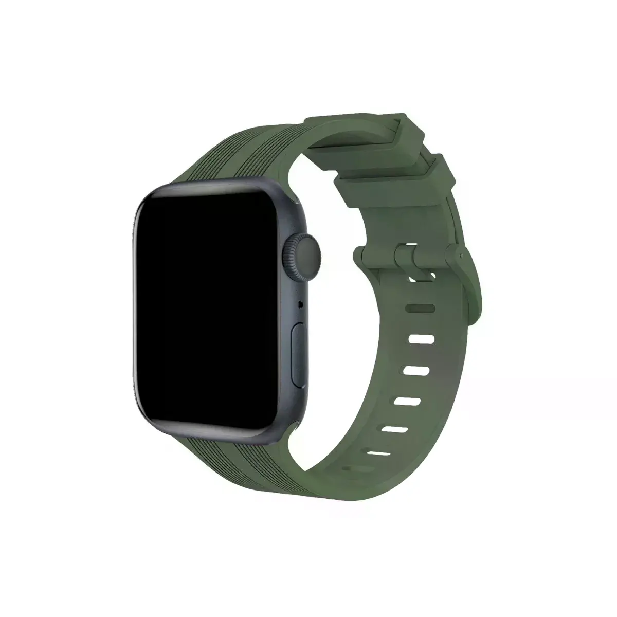 Watch 38mm Kr408 Çizgili Silikon Kordon - Koyu Yeşil