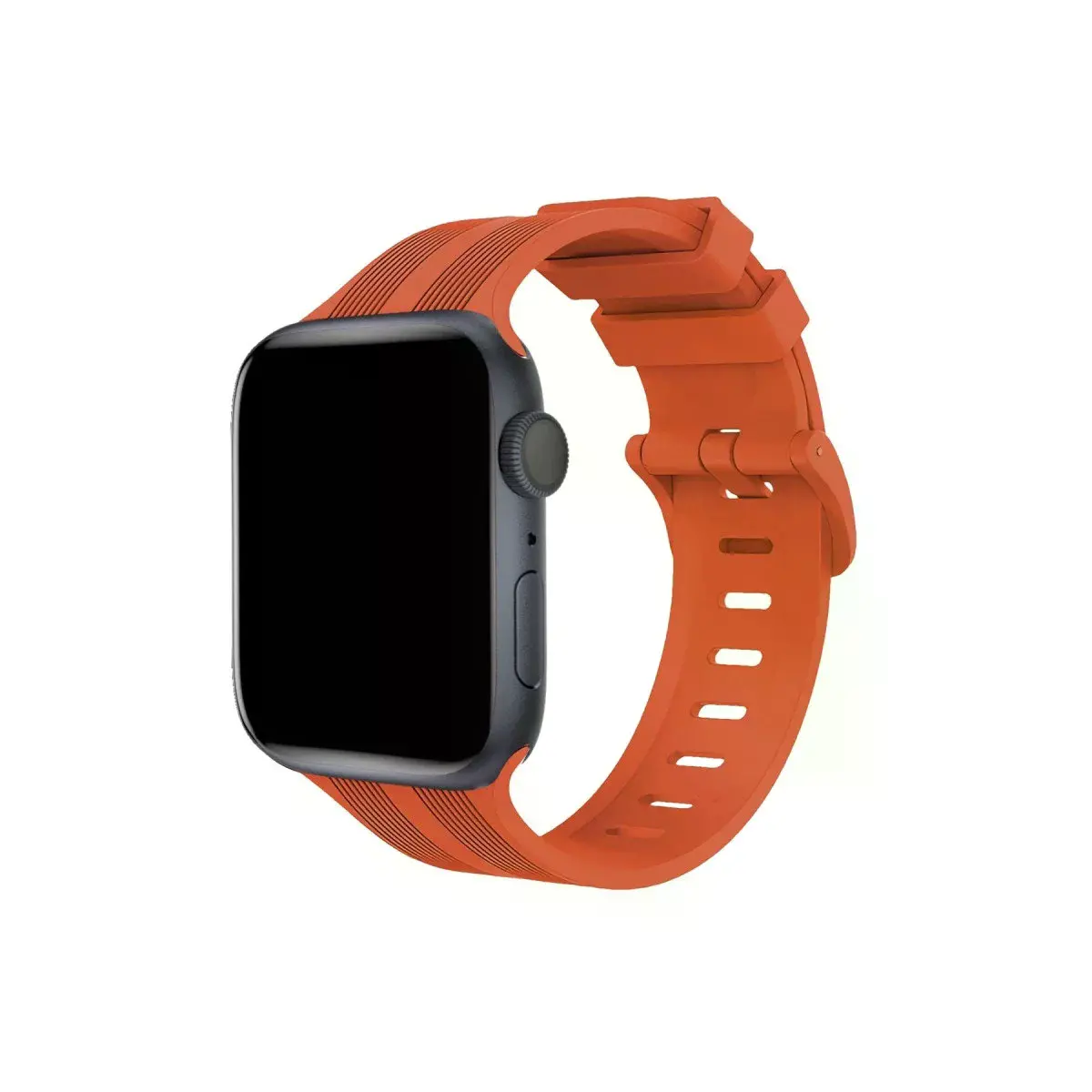 Watch 42mm Kr408 Çizgili Silikon Kordon - Turuncu