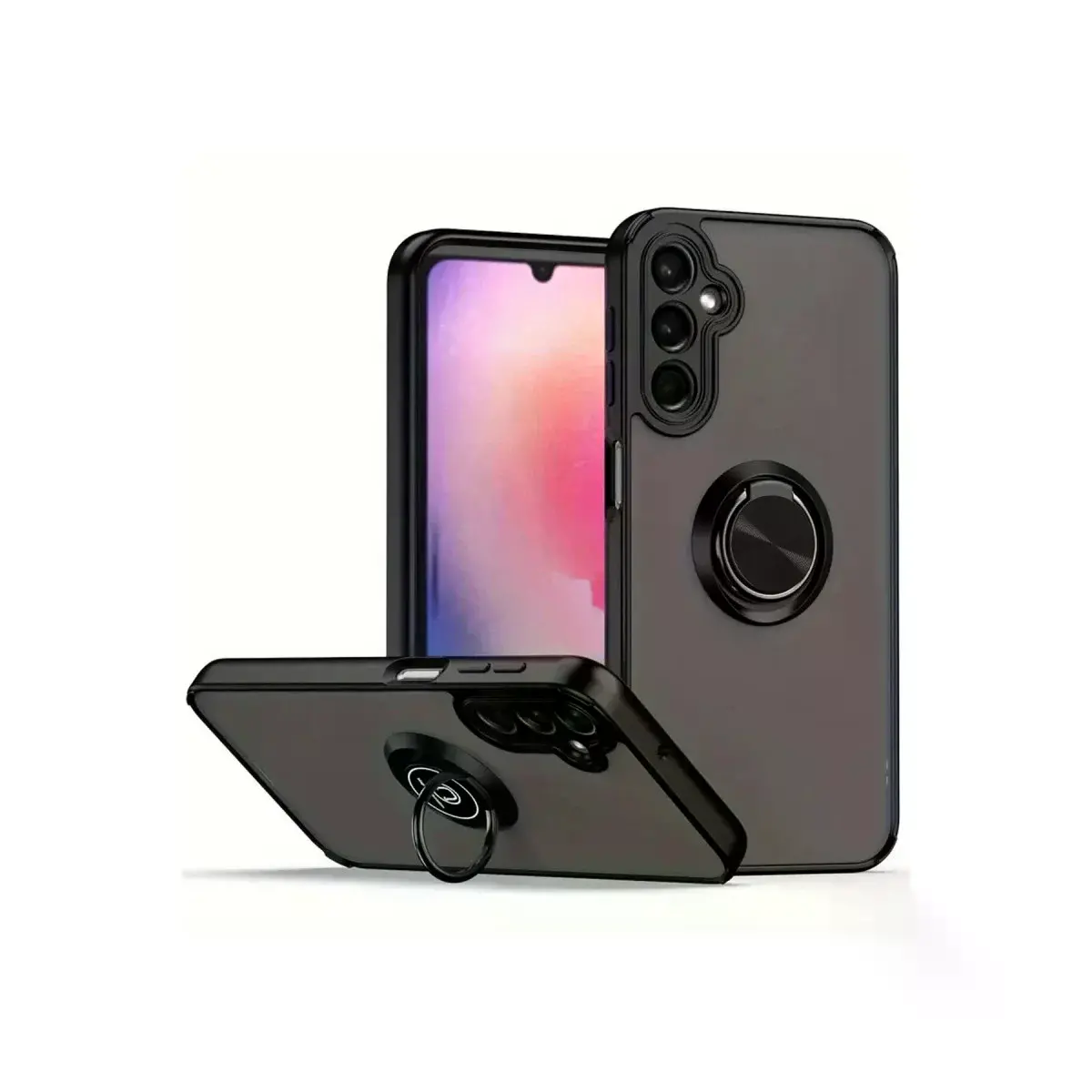 Samsung Galaxy A05s Kılıf Montreal Yüzüklü Silikon Kapak - Siyah