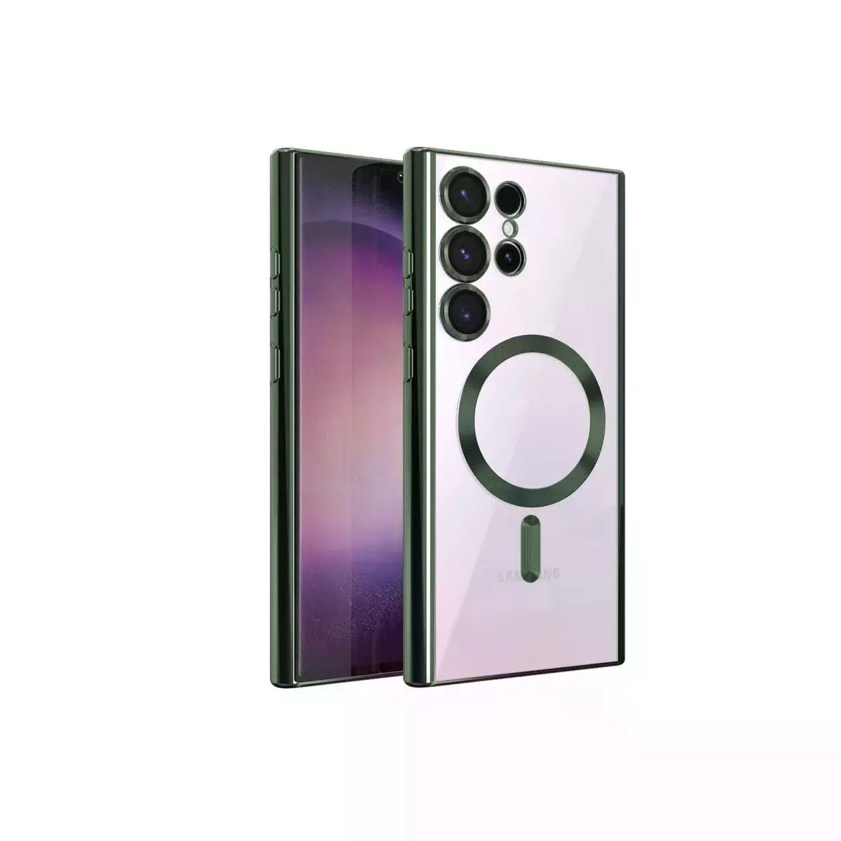 Samsung Galaxy S22 Ultra Kılıf Kross Magneticsafe Kapak - Koyu Yeşil