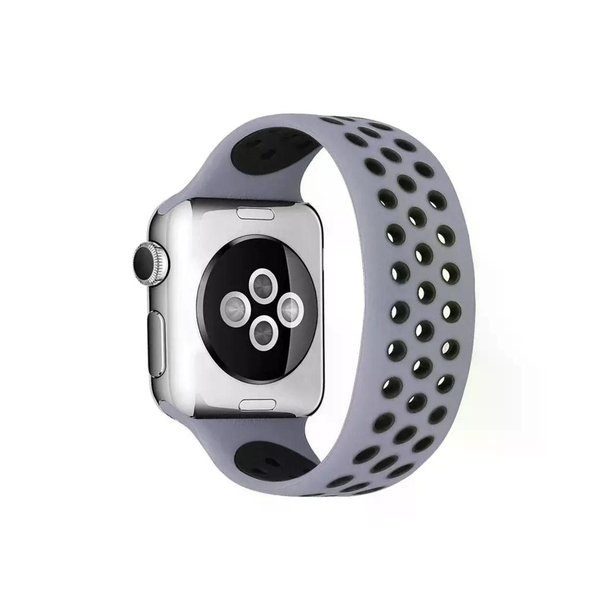 Watch 38mm Ayarlı Delikli Silikon Kordon - Gri-siyah
