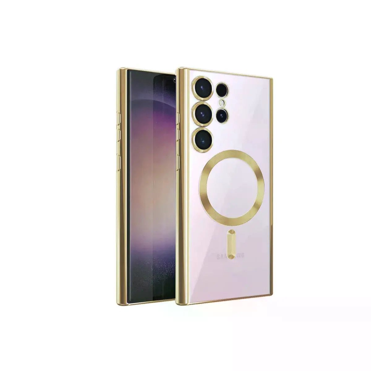 Samsung Galaxy S23 Ultra Kılıf Kross Magneticsafe Kapak - Gold