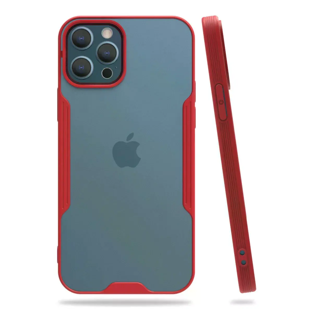 İphone 12 Pro Max Kılıf Platin Silikon - Kırmızı
