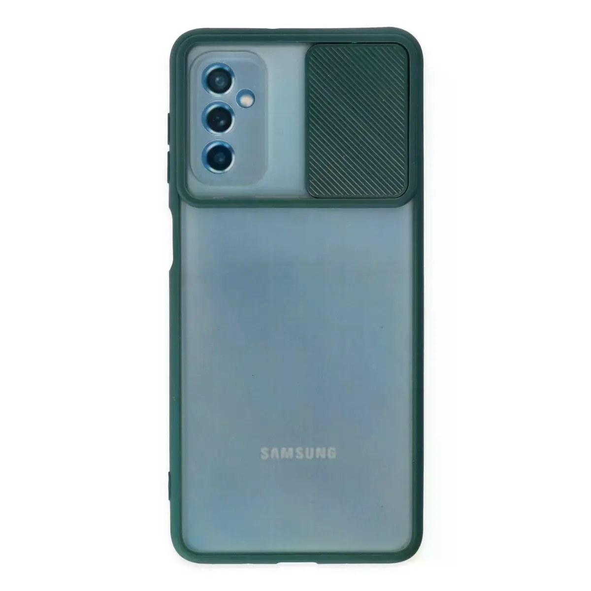 Samsung Galaxy M52 5g Kılıf Palm Buzlu Kamera Sürgülü Silikon - Yeşil