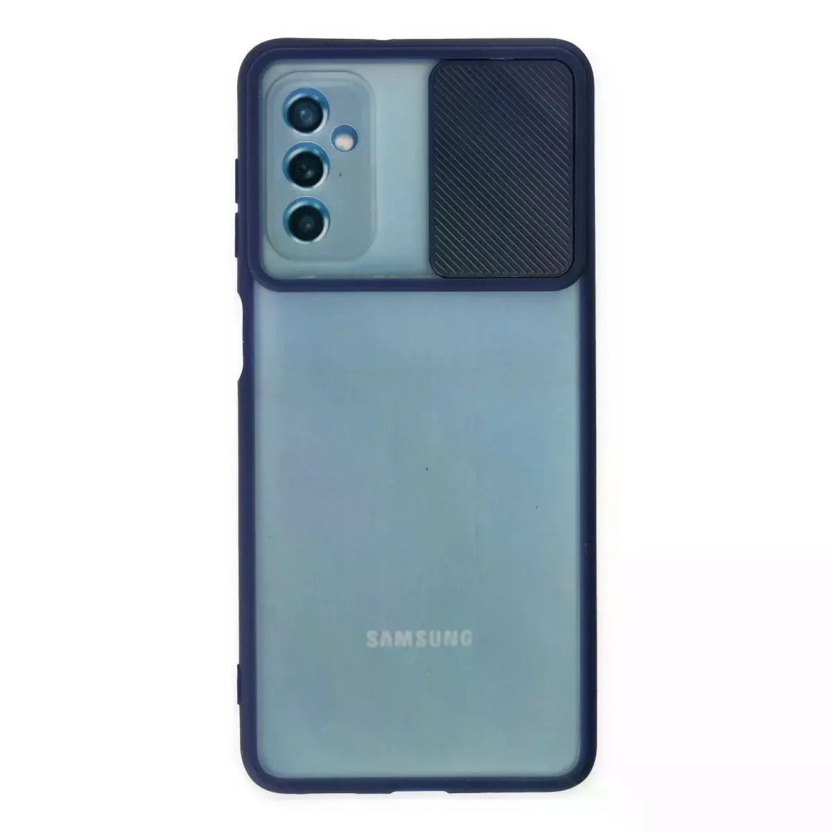 Samsung Galaxy M52 5g Kılıf Palm Buzlu Kamera Sürgülü Silikon - Lacivert