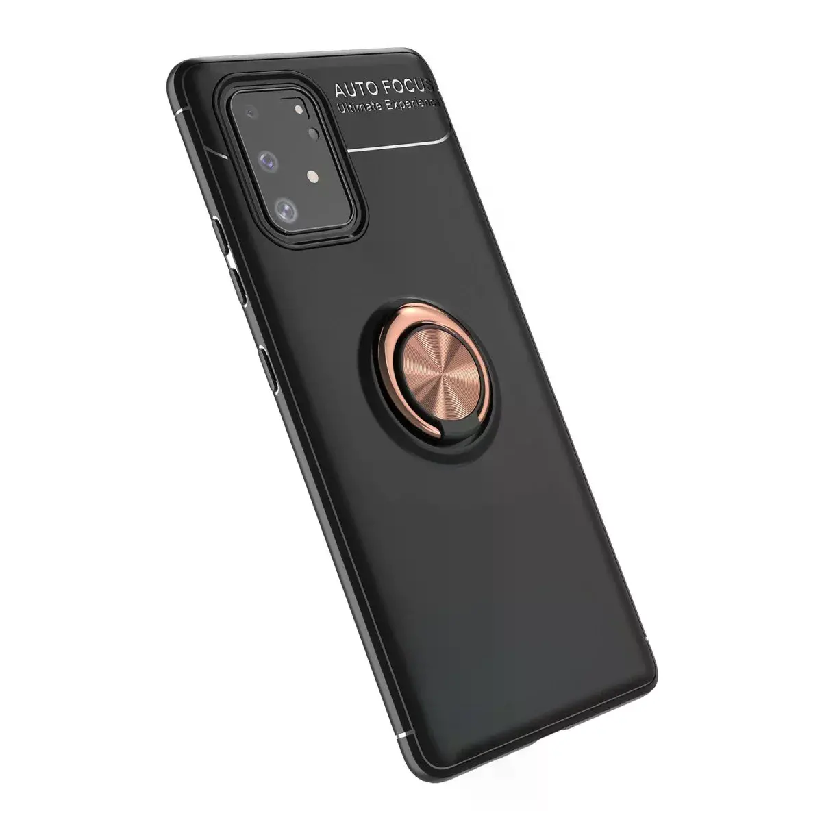 Samsung Galaxy A91 / S10 Lite Kılıf Range Yüzüklü Silikon - Siyah-gold