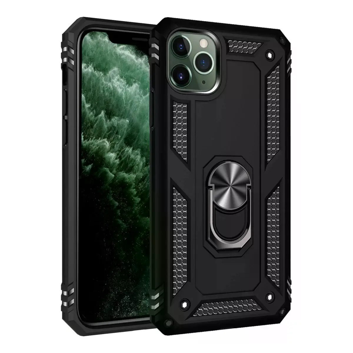 İphone 11 Pro Kılıf Sofya Yüzüklü Silikon Kapak - Siyah