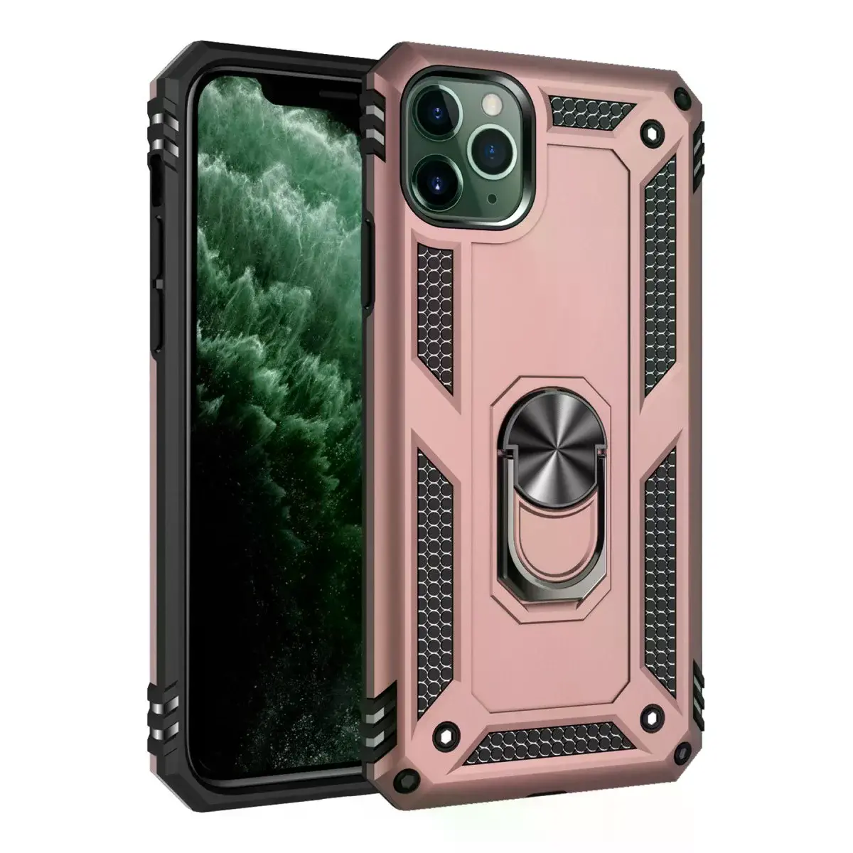 İphone 11 Pro Kılıf Sofya Yüzüklü Silikon Kapak - Rose