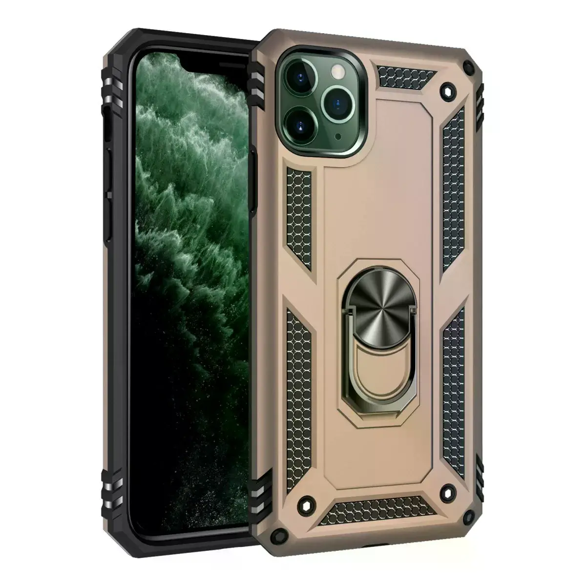 İphone 11 Pro Kılıf Sofya Yüzüklü Silikon Kapak - Gold
