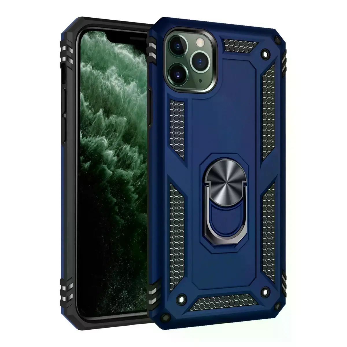 İphone 11 Pro Kılıf Sofya Yüzüklü Silikon Kapak - Lacivert