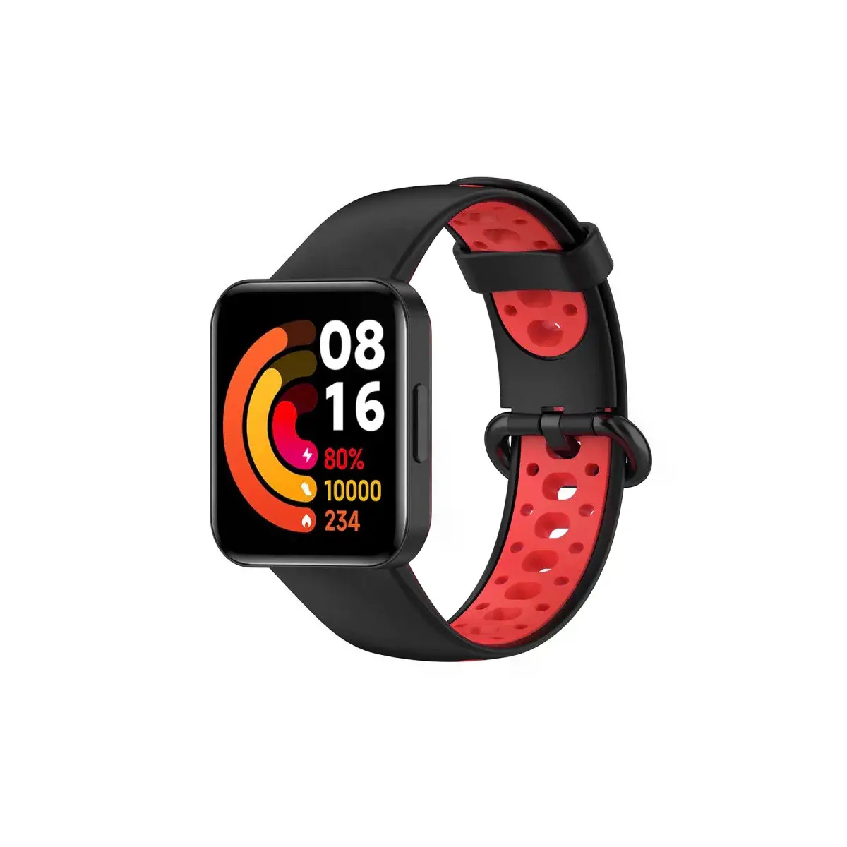 Xiaomi Redmi Watch 2 Spor Delikli Kordon - Siyah-kırmızı