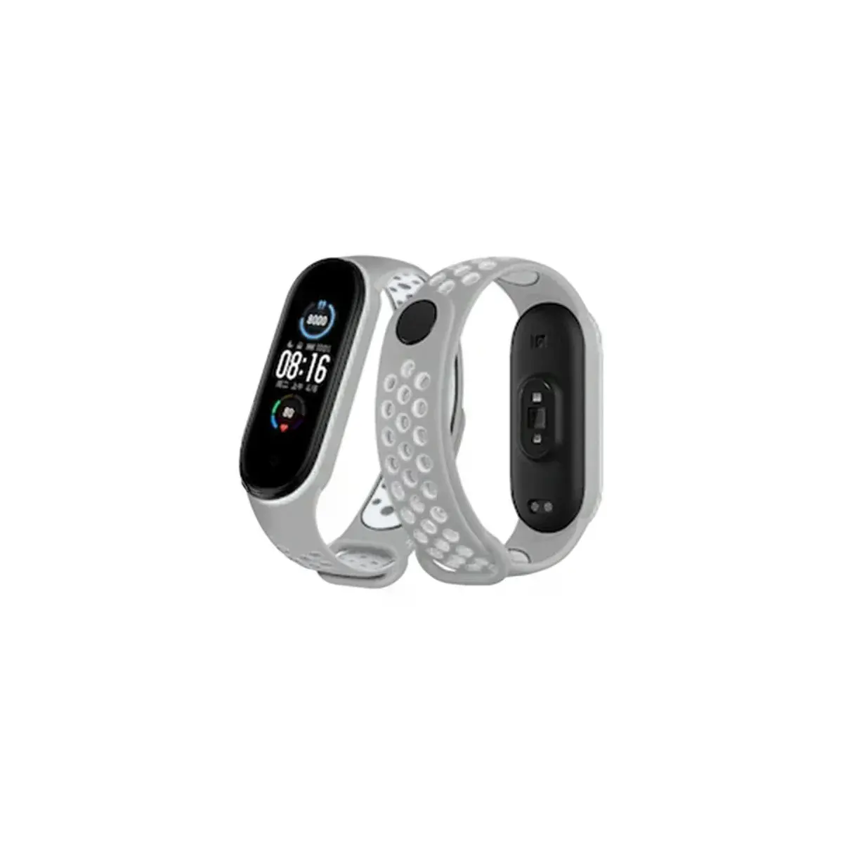 Xiaomi Mi Band 6 Spor Delikli Kordon - Gri-kırmızı
