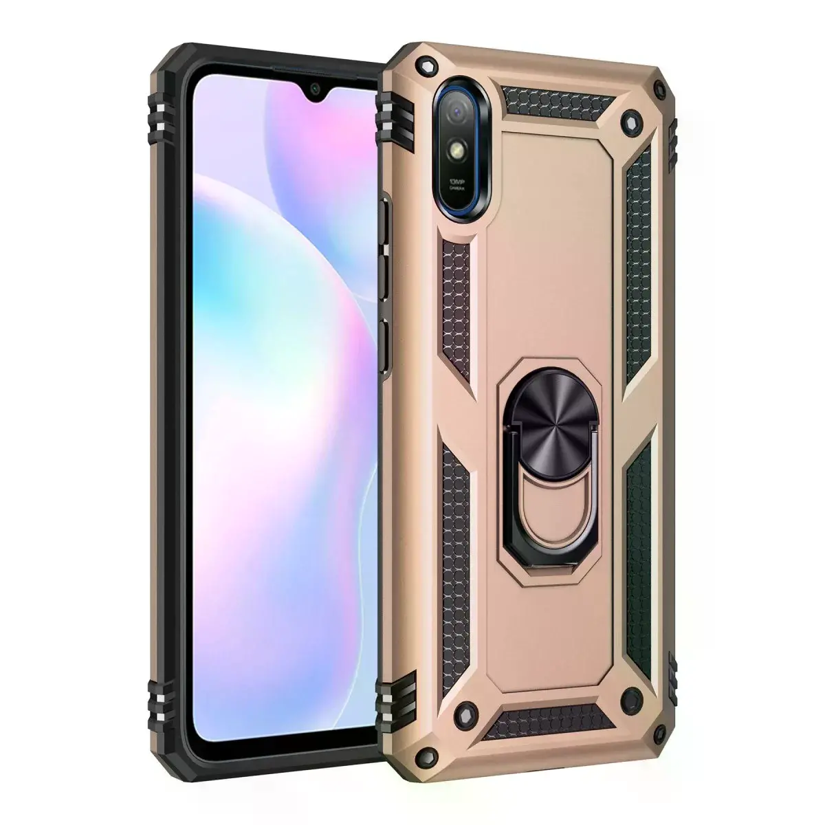 Xiaomi Redmi 9a Kılıf Sofya Yüzüklü Silikon Kapak - Gold