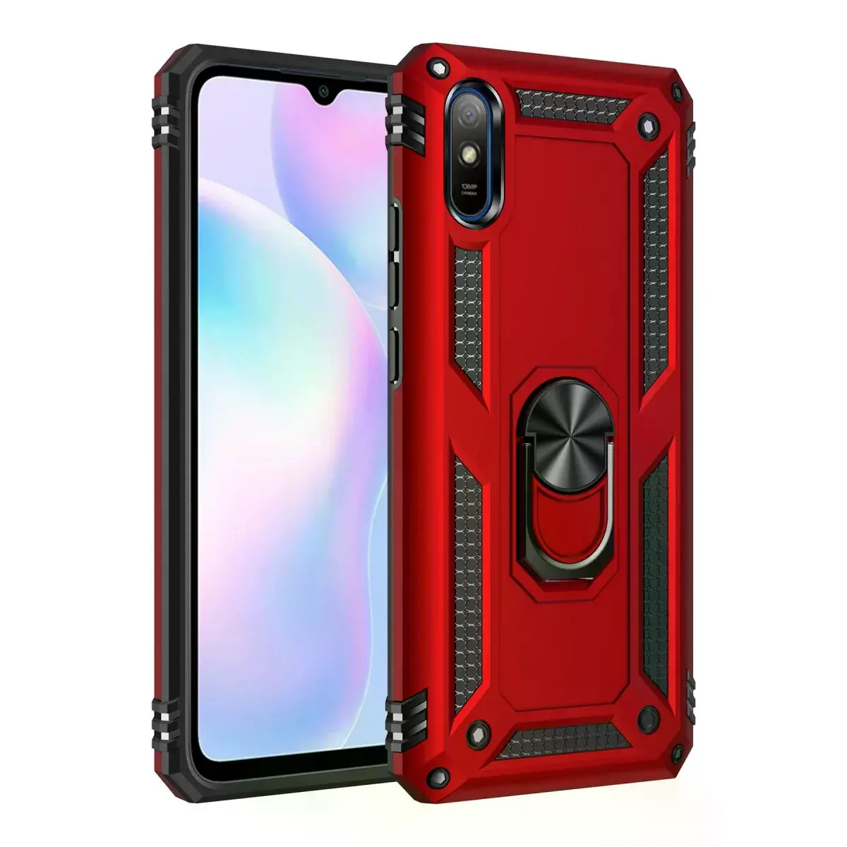 Xiaomi Redmi 9a Kılıf Sofya Yüzüklü Silikon Kapak - Kırmızı