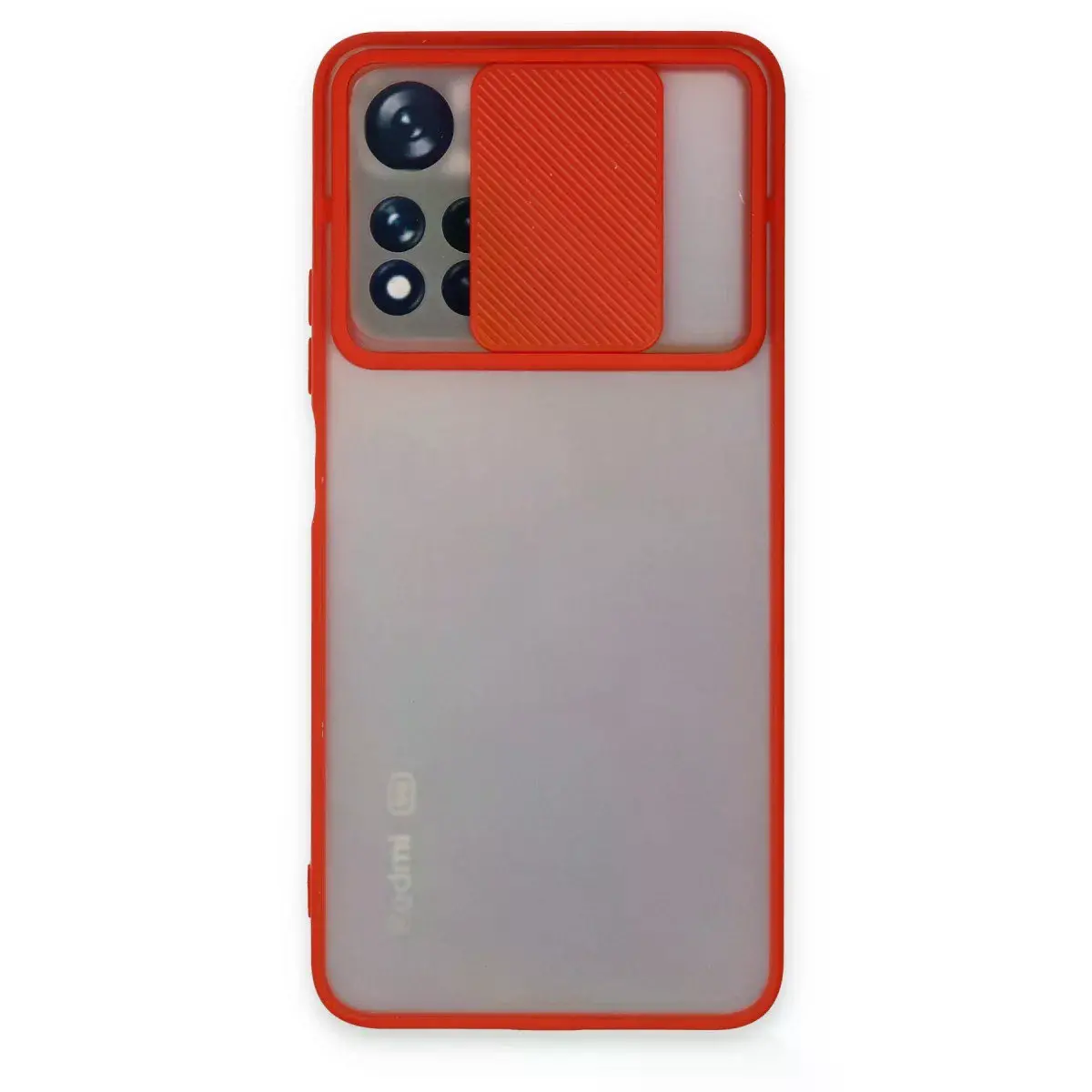 Xiaomi Redmi Note 11t Kılıf Palm Buzlu Kamera Sürgülü Silikon - Kırmızı