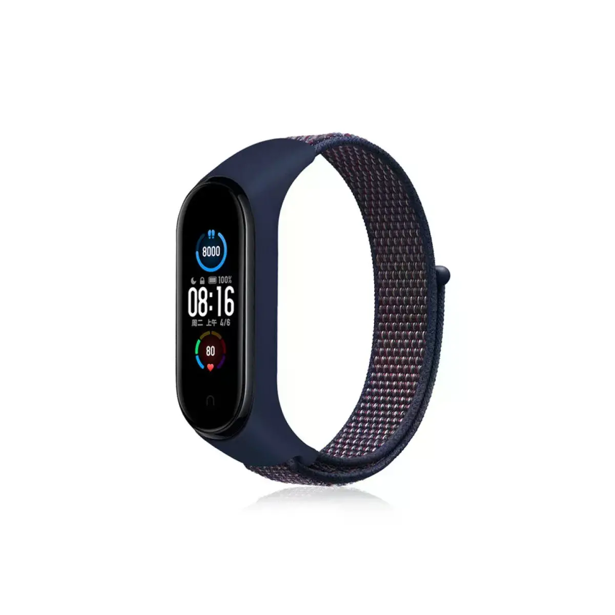 Xiaomi Mi Band 4 Hasırlı Cırtcırtlı Kordon - Lacivert-mor