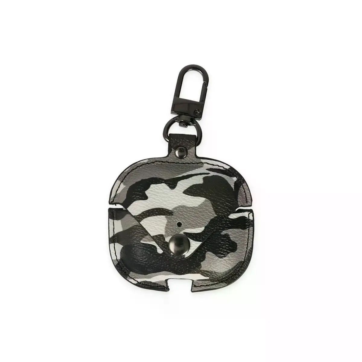 Airpods 3 (3.nesil) Çanta Kamuflaj Deri Kılıf - Gri