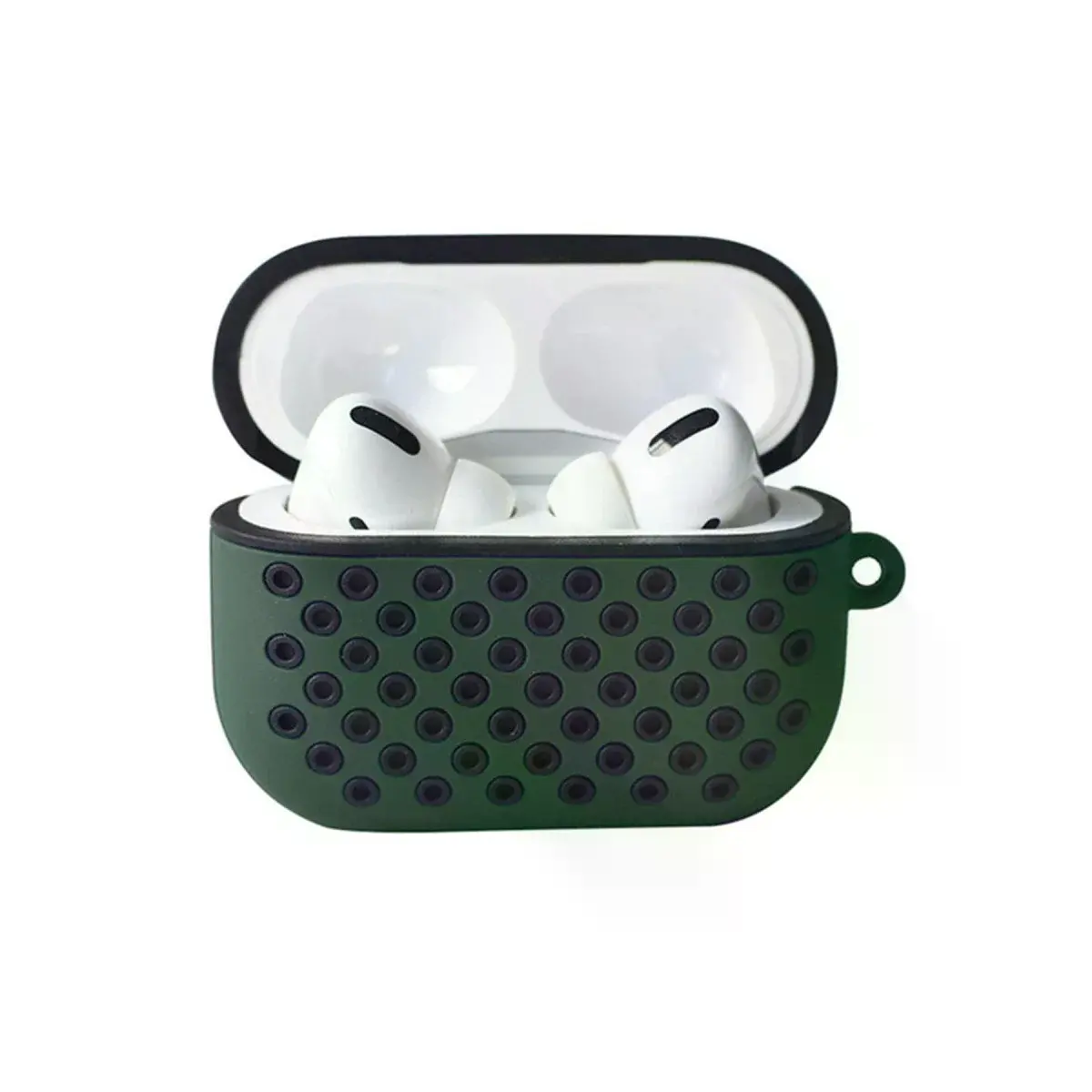 Airpods Pro 2 (2.nesil) Spor Delikli Kılıf - Haki Yeşil-siyah