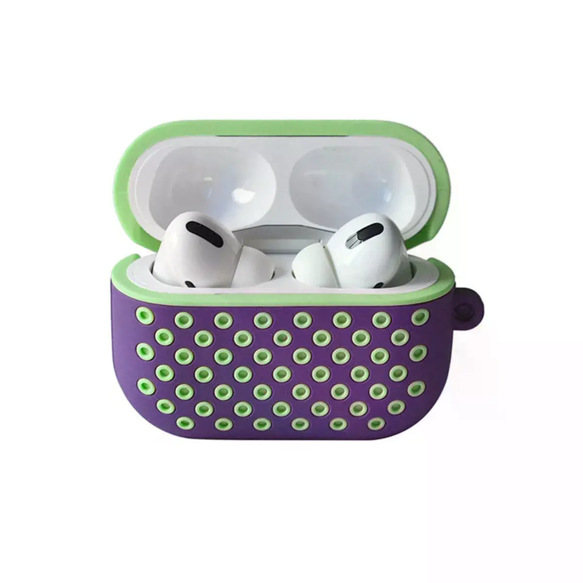 Airpods Pro 2 (2.nesil) Spor Delikli Kılıf - Lila-yeşil