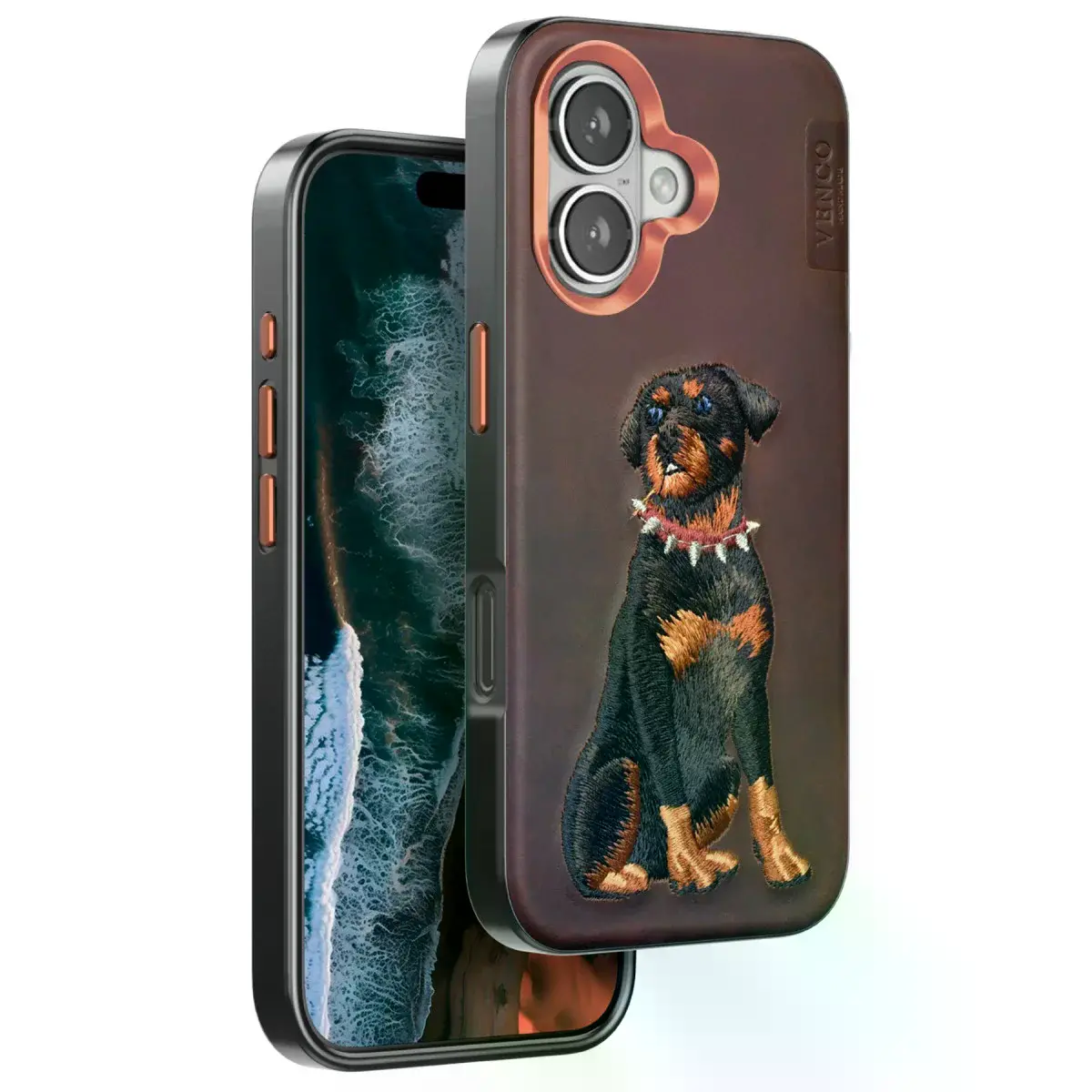 Venco  İphone 16 Perma Desenli Kapak - Koyu Kahve